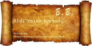 Blázsits Borisz névjegykártya